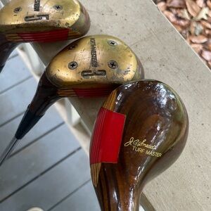 Turf Master Wooden Golf Clubs - Brown and Gold